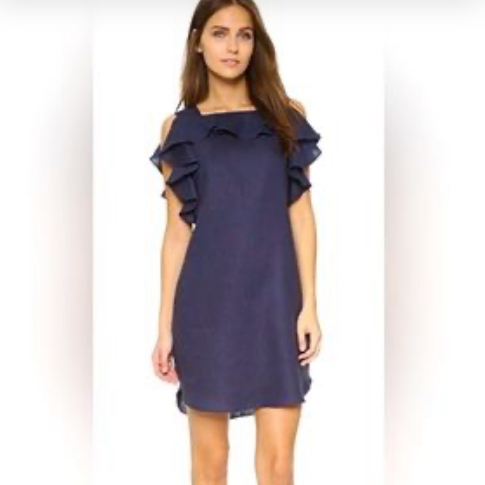 Amanda Uprichard size Medium the Claudette Navy linen mini dress